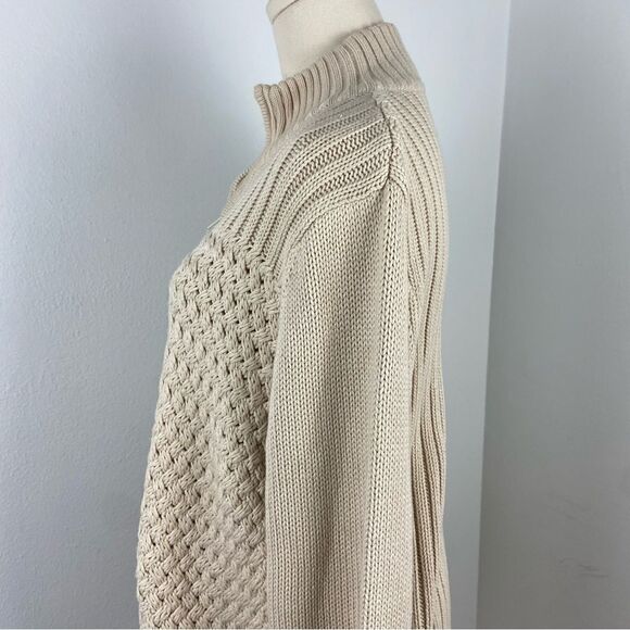 Vtg Chelsea Studio Womens XL Cream Chunky Cable Knit Cardigan Zip Up Cabin Comfy - Picture 8 of 12